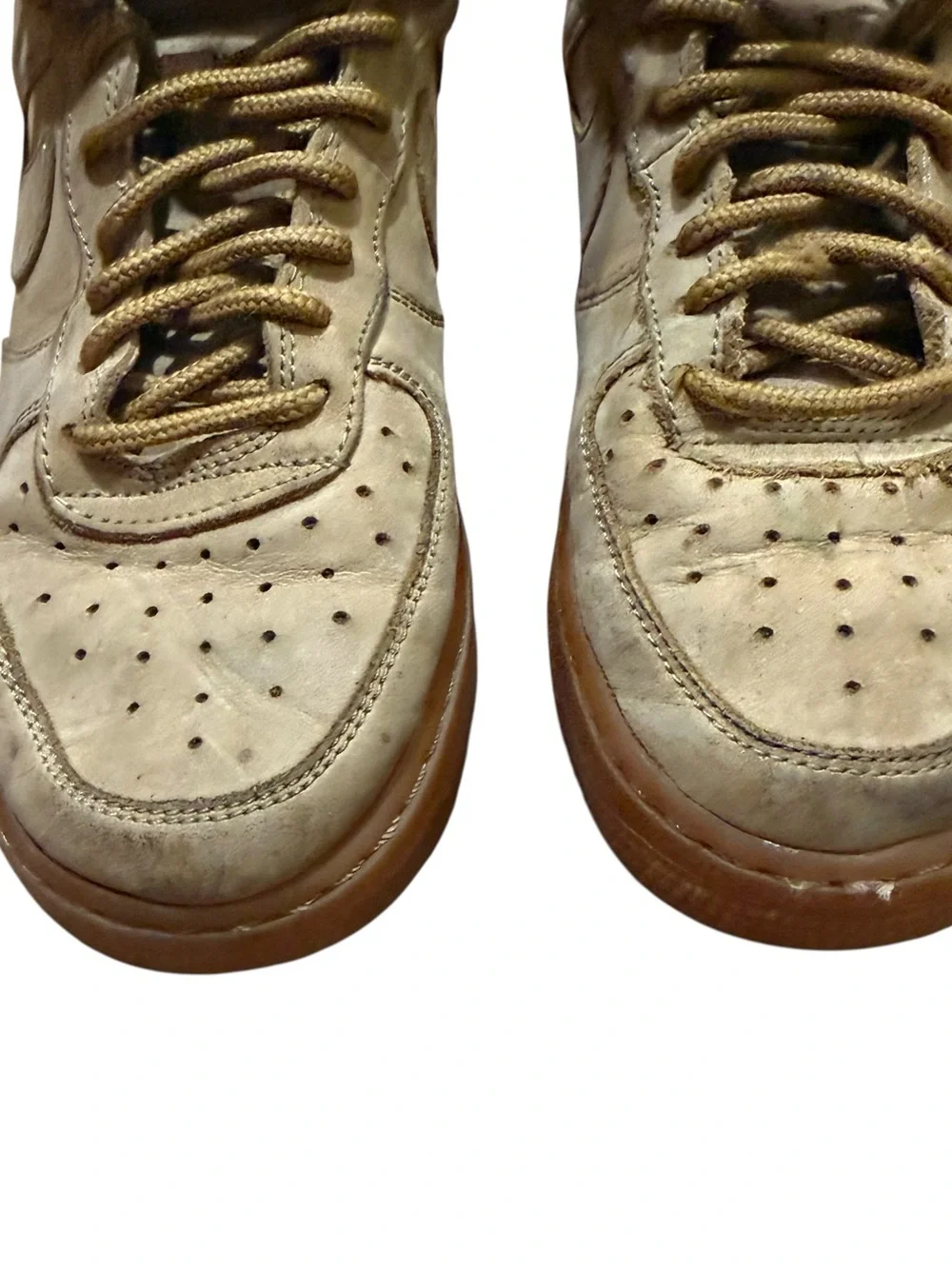 Air Force 1 High Flax Wheat Tan Shoes Gum Sole Sneakers Size 4 Y Big Kids
